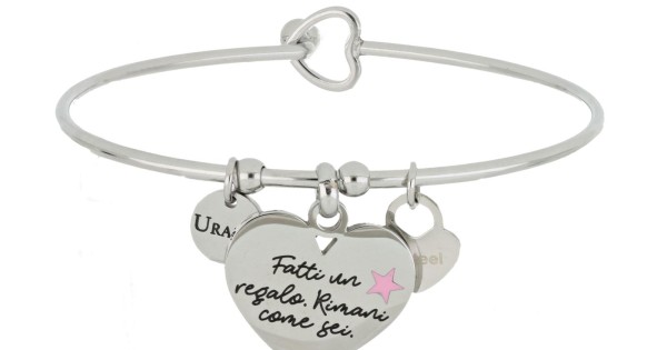 Bracciale Rigido Cuore In Acciaio Inox Personalizzabile Con Foto E Testo - Idea Regalo